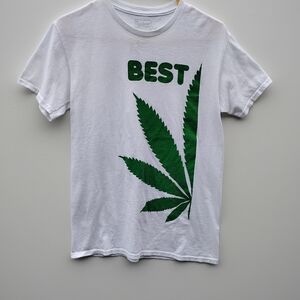 Spencer's White Tee with Green Leaf Design